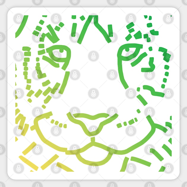 Green Tiger Face Sticker by ellenhenryart